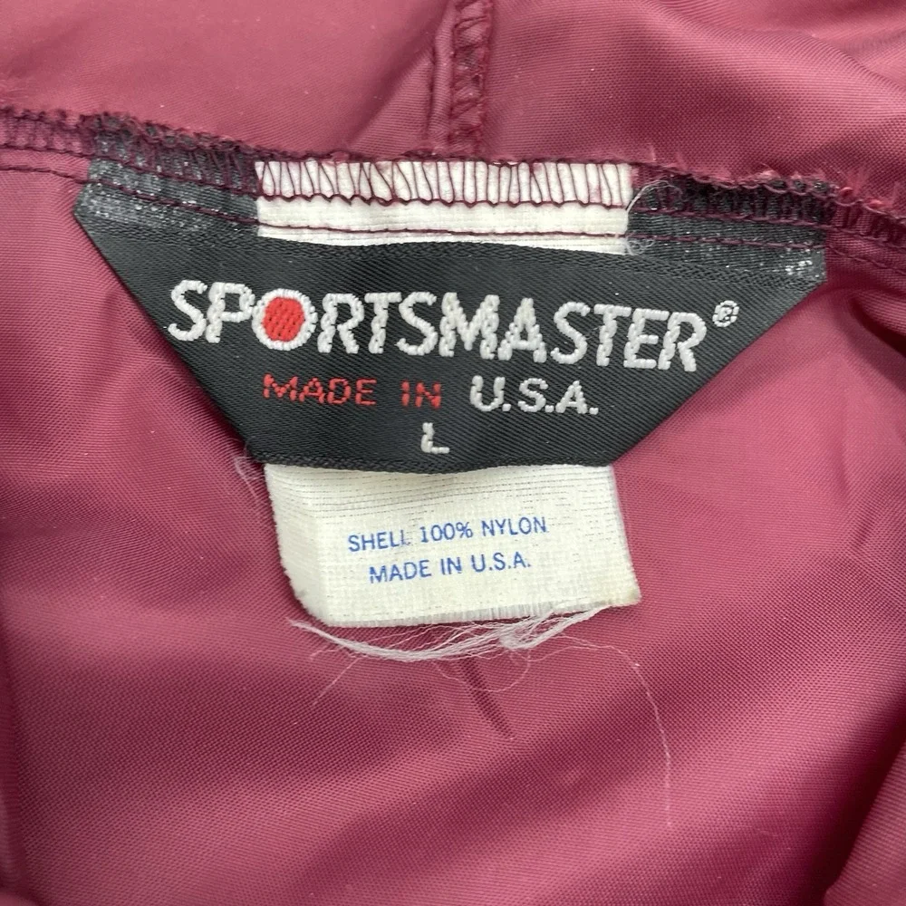 Vintage Sportsmaster Mens Size Large‎ Maroon Hooded Pullover Jacket Lightweight